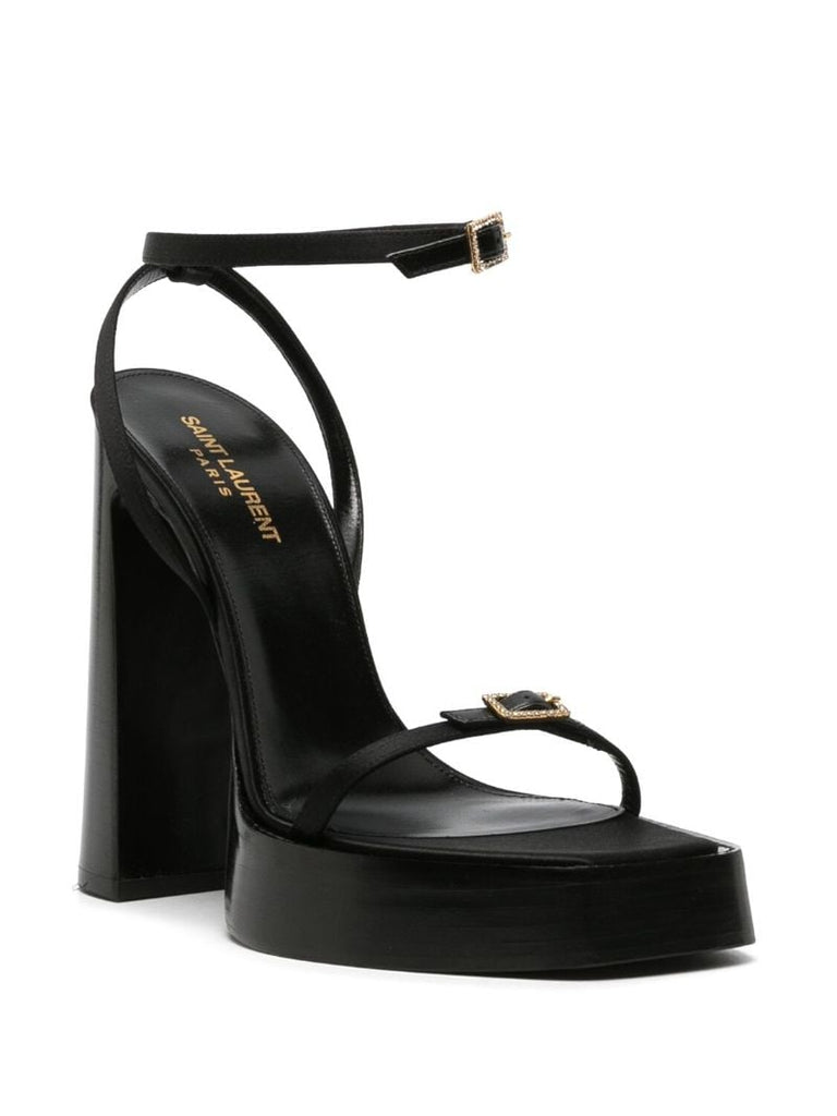 Black Platz 105 Silk Platform Sandals
