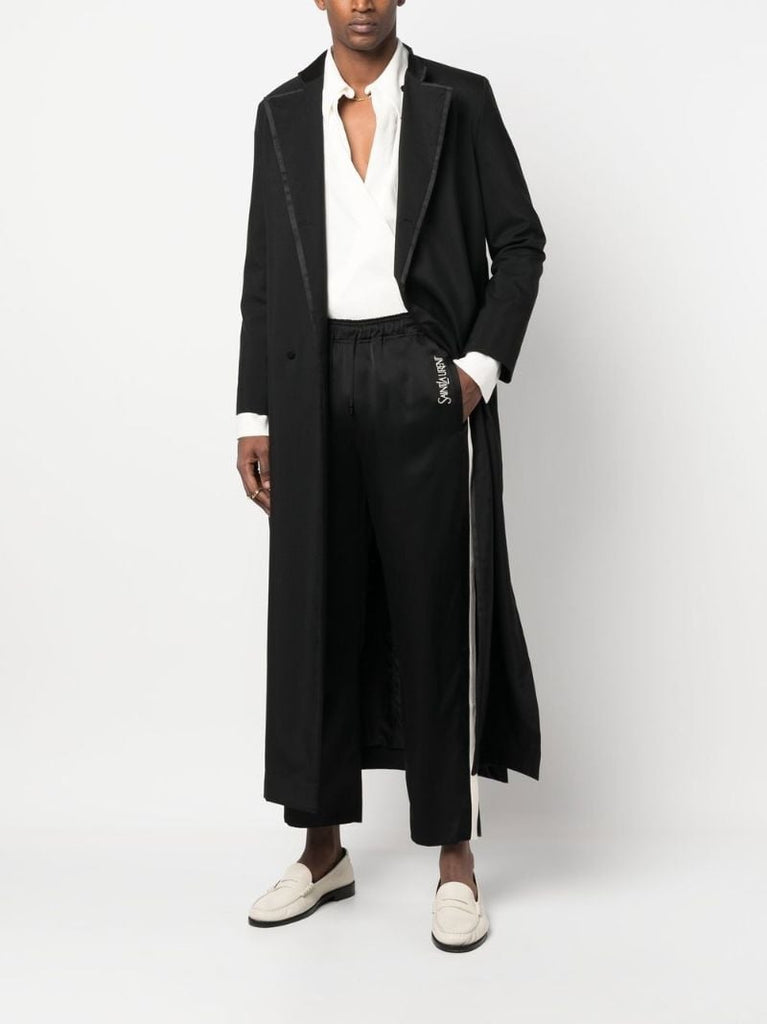 Black Side Stripe Crepe Track Pants