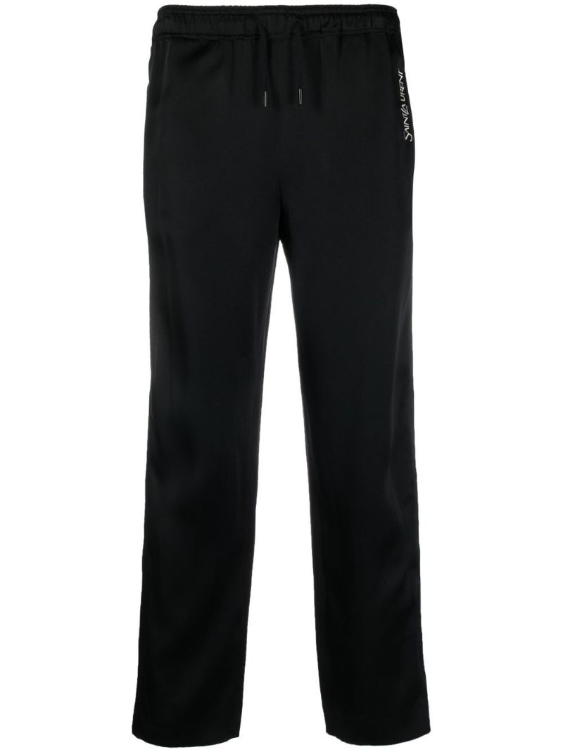 Black Side Stripe Crepe Track Pants