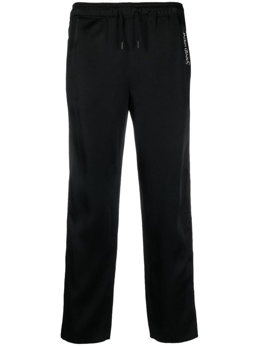 Black Side Stripe Crepe Track Pants