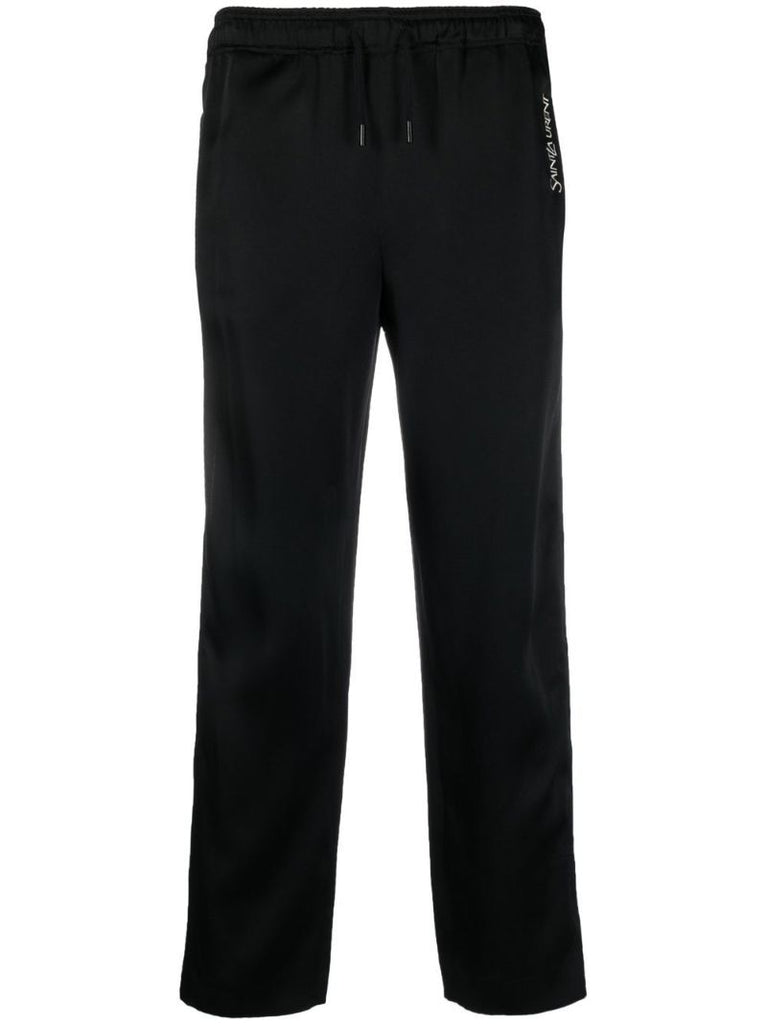 Black Side Stripe Crepe Track Pants