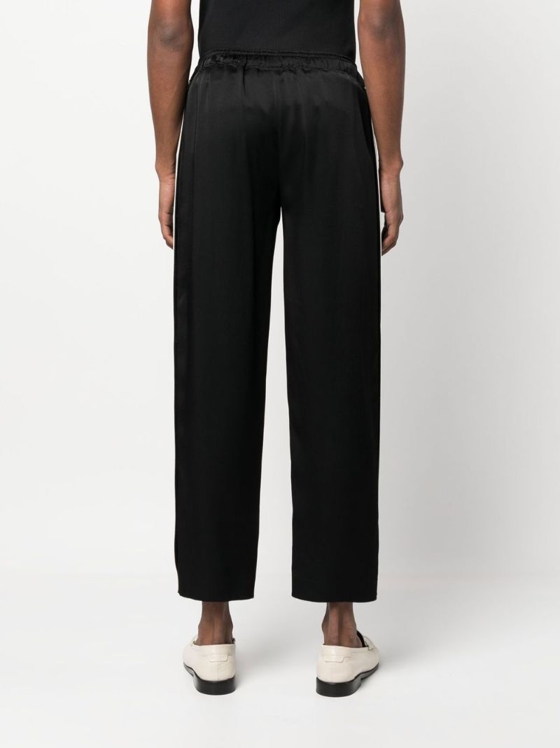 Black Side Stripe Crepe Track Pants