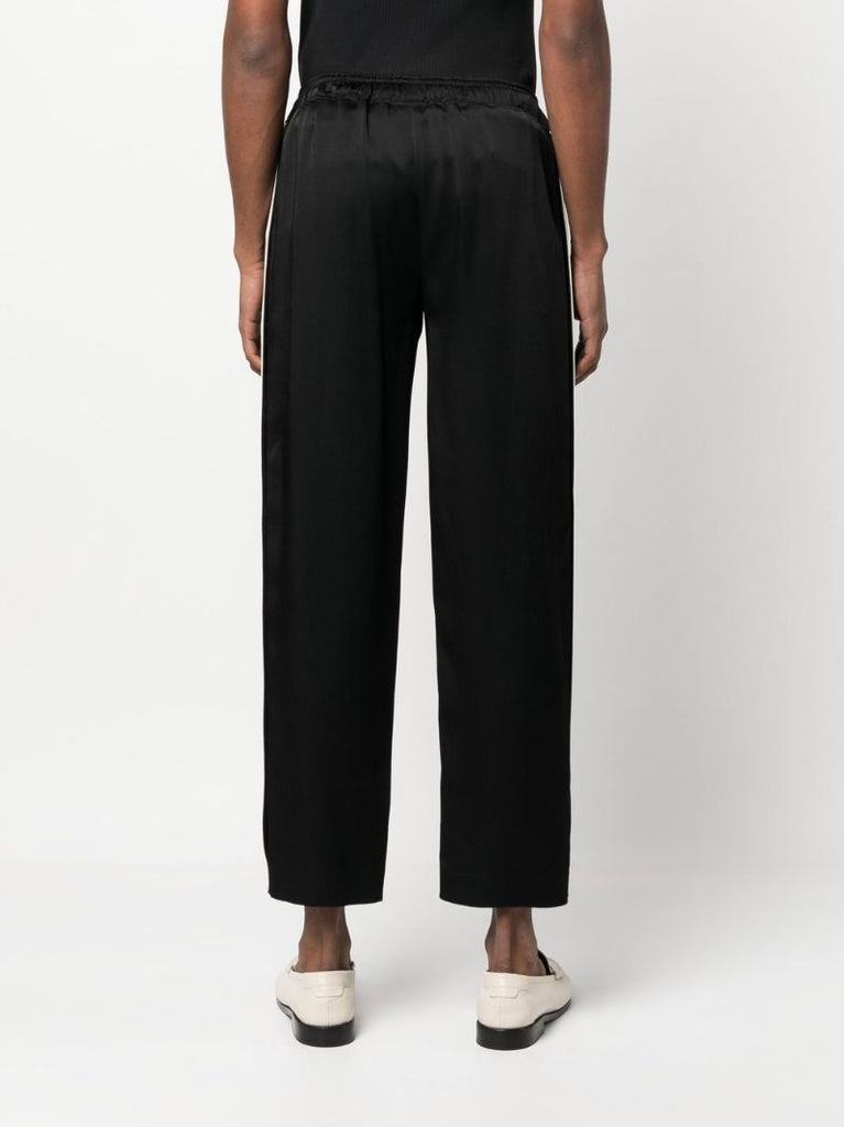 Black Side Stripe Crepe Track Pants