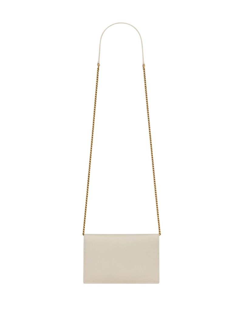 Neutral Cassandre Leather Chain Wallet