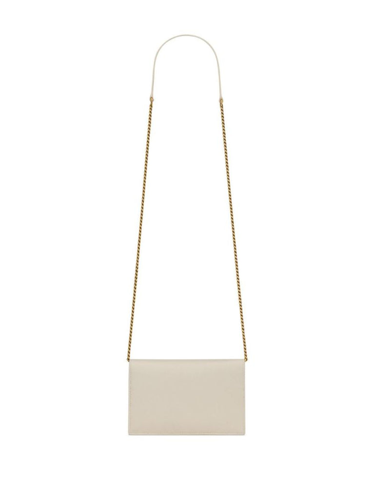 Neutral Cassandre Leather Chain Wallet