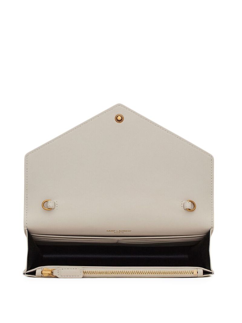 Neutral Cassandre Leather Chain Wallet