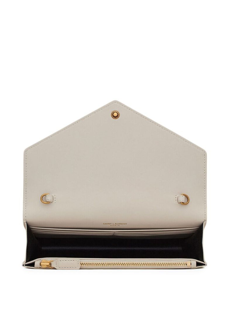 Neutral Cassandre Leather Chain Wallet