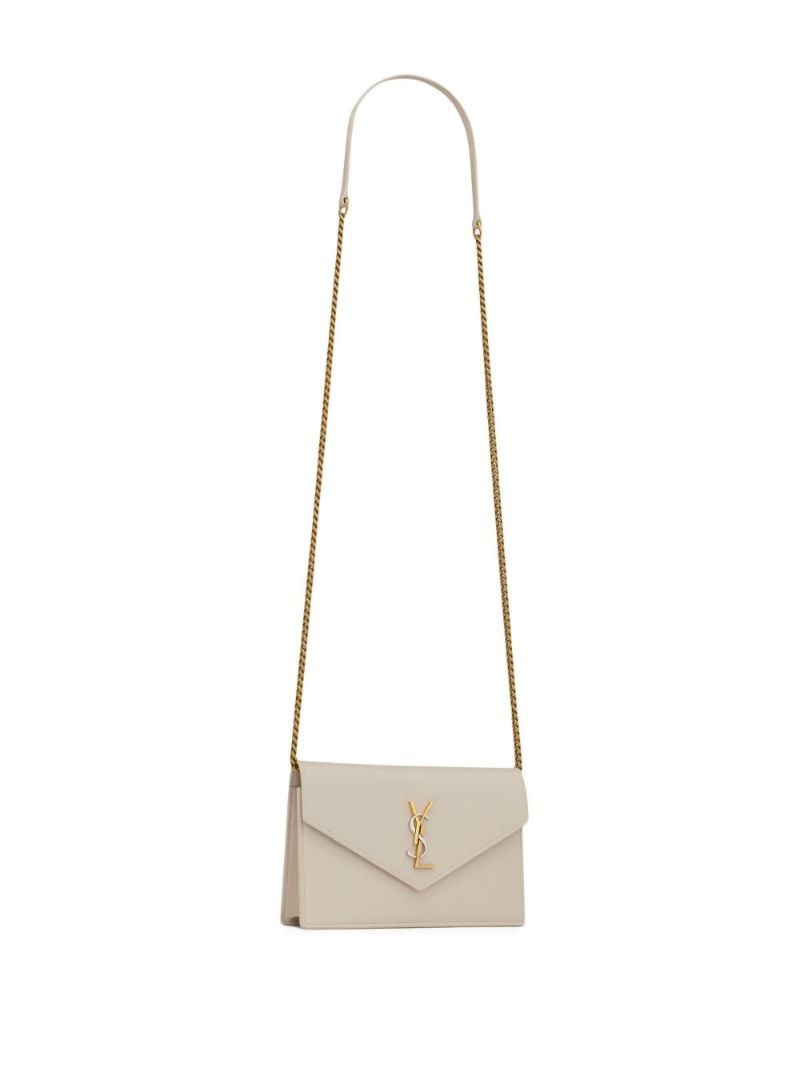 Neutral Cassandre Leather Chain Wallet
