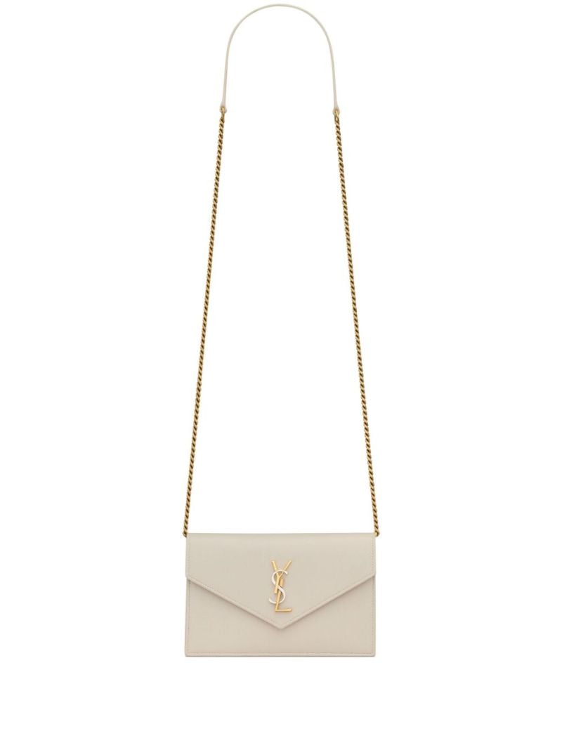 Neutral Cassandre Leather Chain Wallet