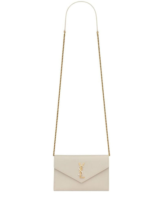 Neutral Cassandre Leather Chain Wallet