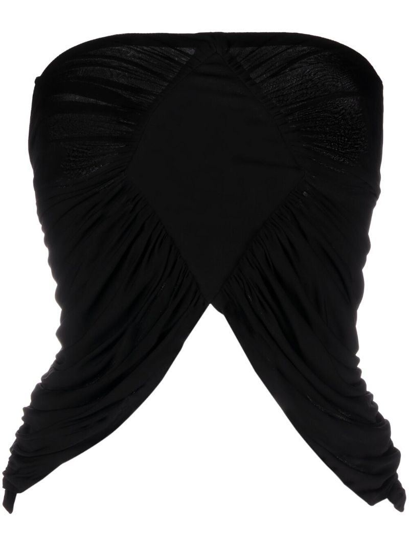 Black Ruched Bustier Top