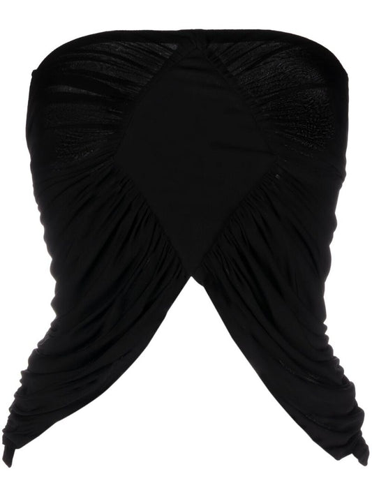 Black Ruched Bustier Top