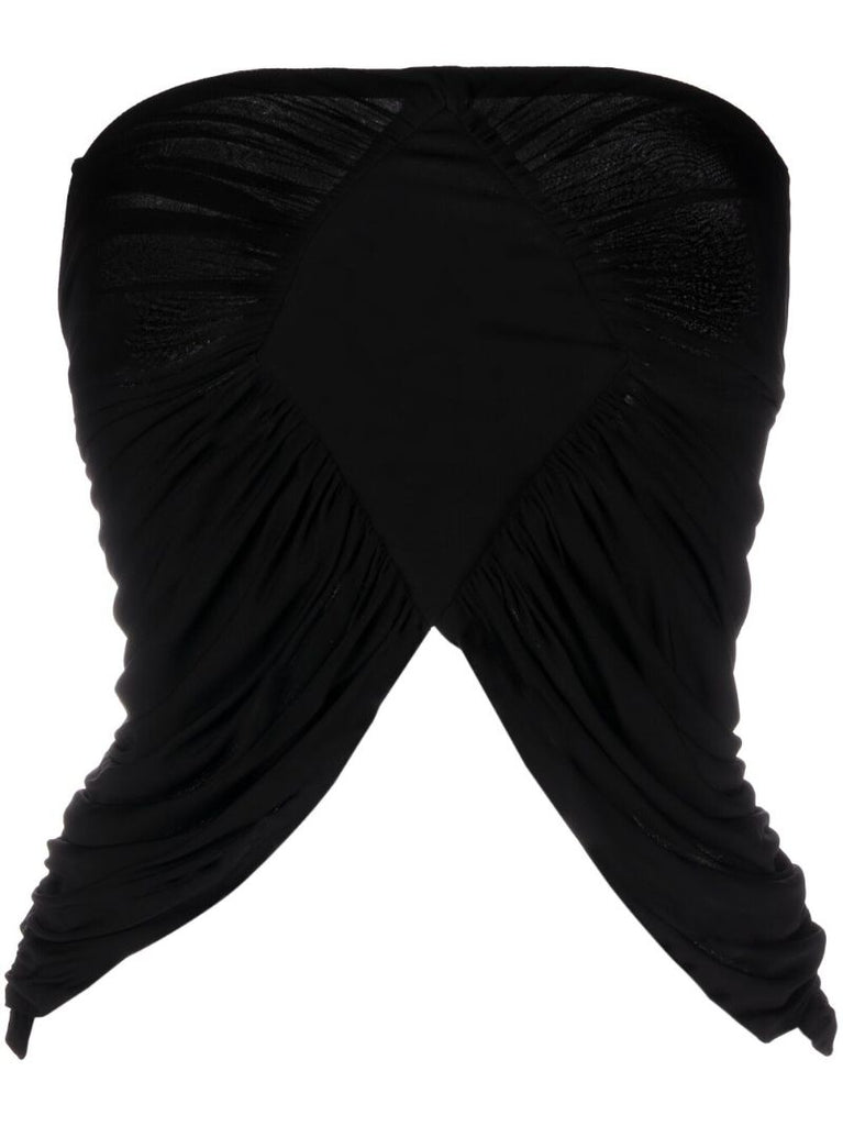 Black Ruched Bustier Top