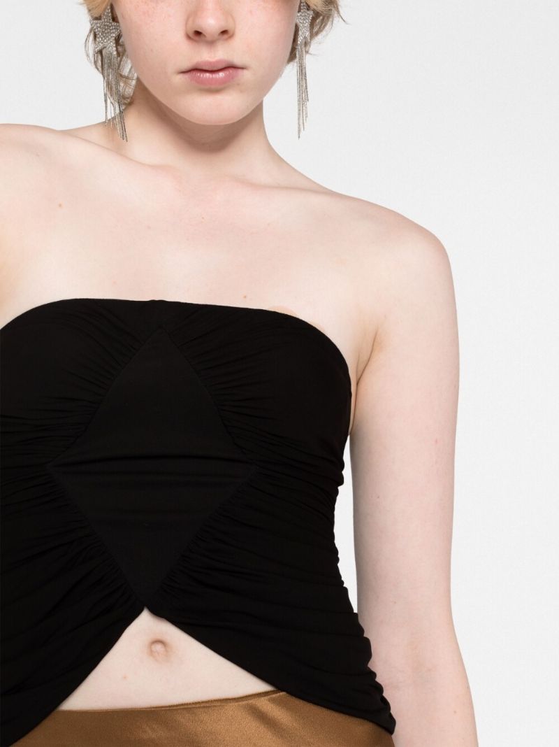 Black Ruched Bustier Top