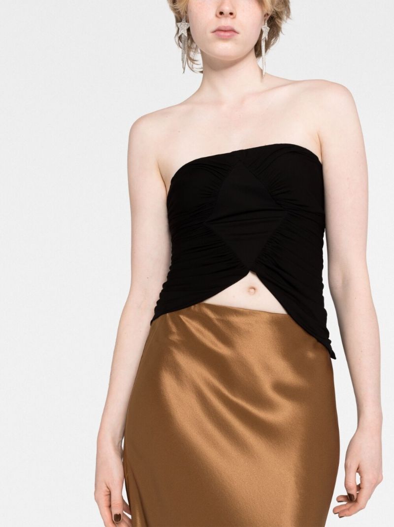 Black Ruched Bustier Top