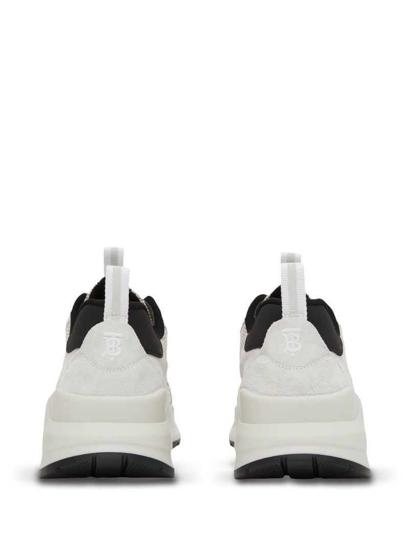 White Check Mesh Leather Sneakers