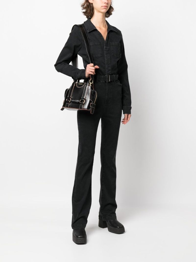 Black Saddie Leather Tote Bag