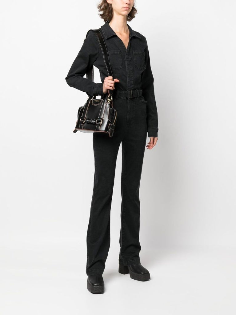 Black Saddie Leather Tote Bag