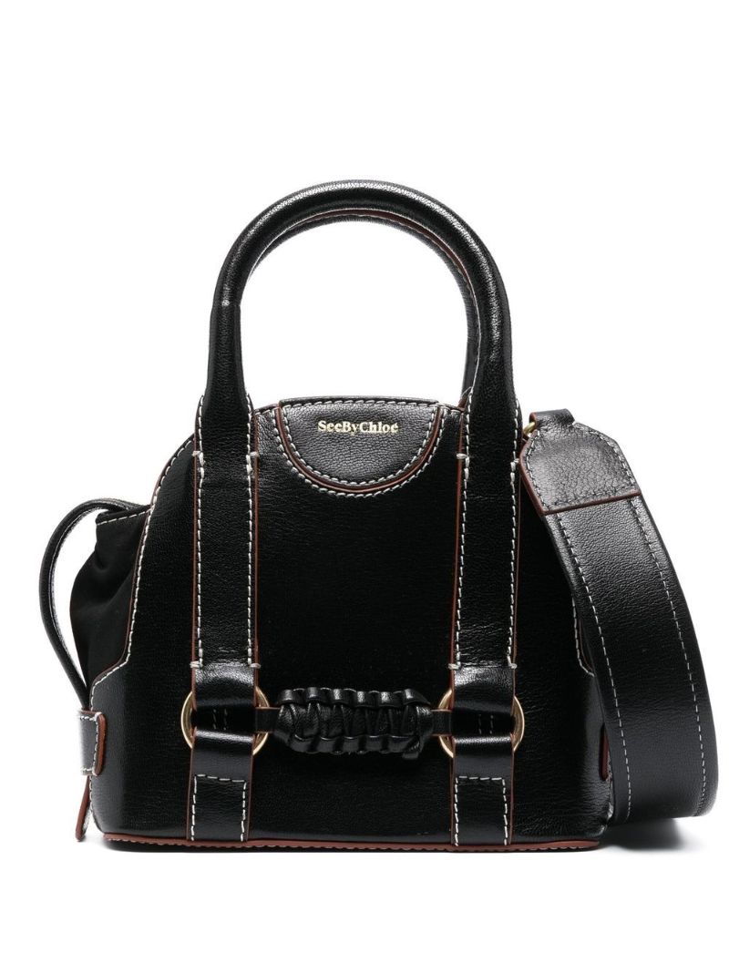 Black Saddie Leather Tote Bag
