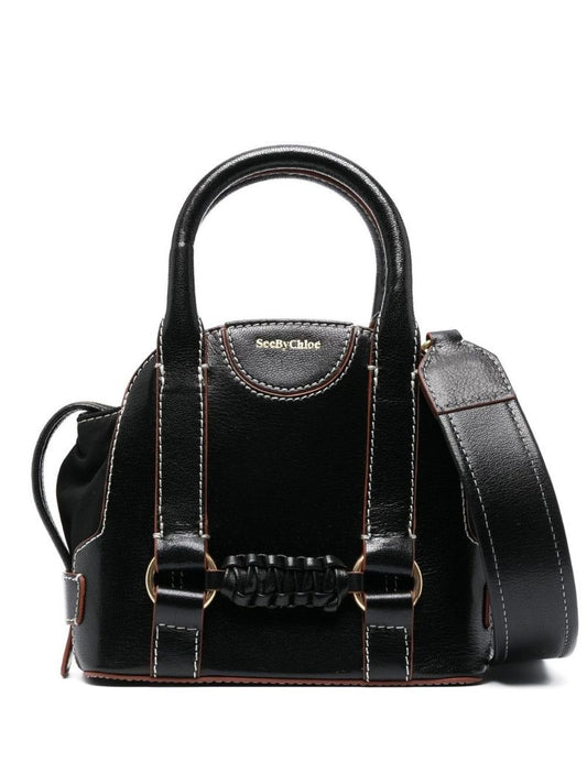 Black Saddie Leather Tote Bag