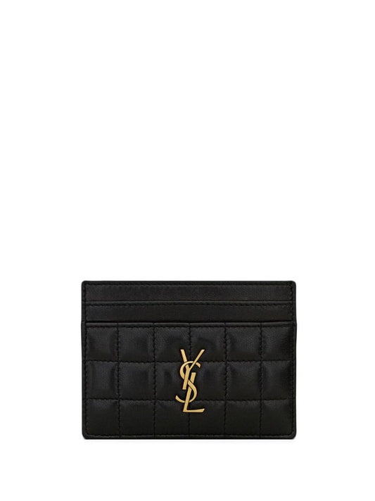 Black Logo Plaque Quilted Cardholder