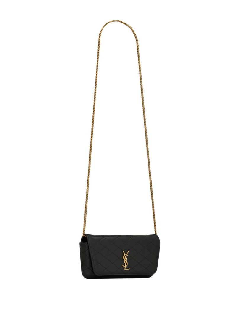 Black Gaby Quilted Leather Phone Holder