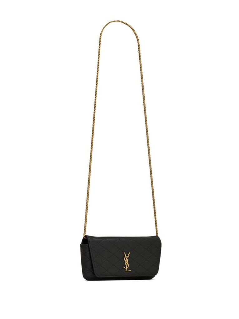 Black Gaby Quilted Leather Phone Holder