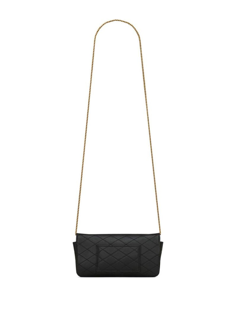 Black Gaby Quilted Leather Phone Holder