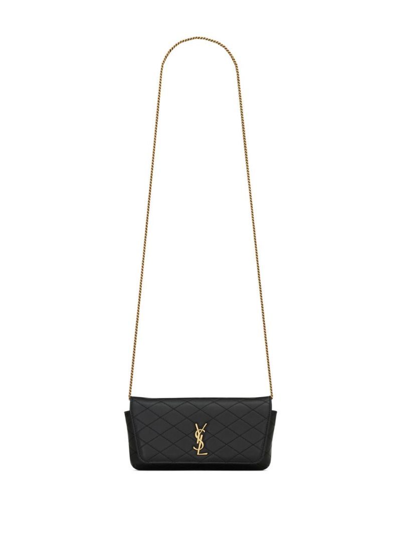 Black Gaby Quilted Leather Phone Holder
