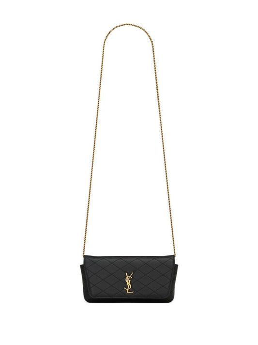 Black Gaby Quilted Leather Phone Holder