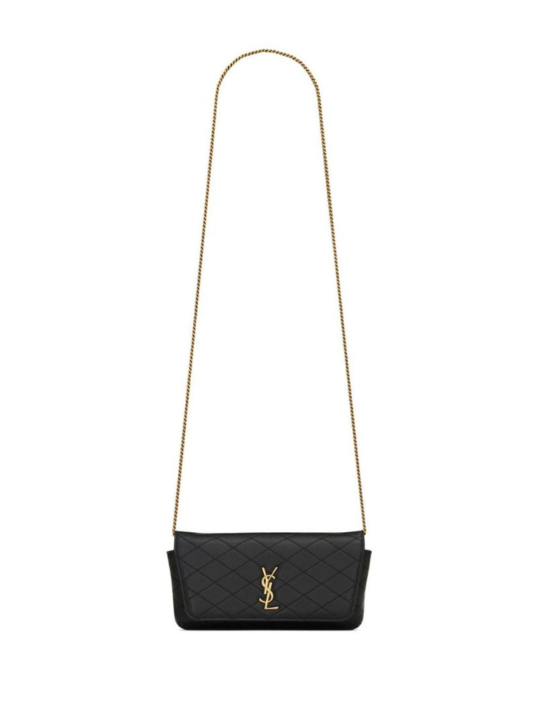 Black Gaby Quilted Leather Phone Holder