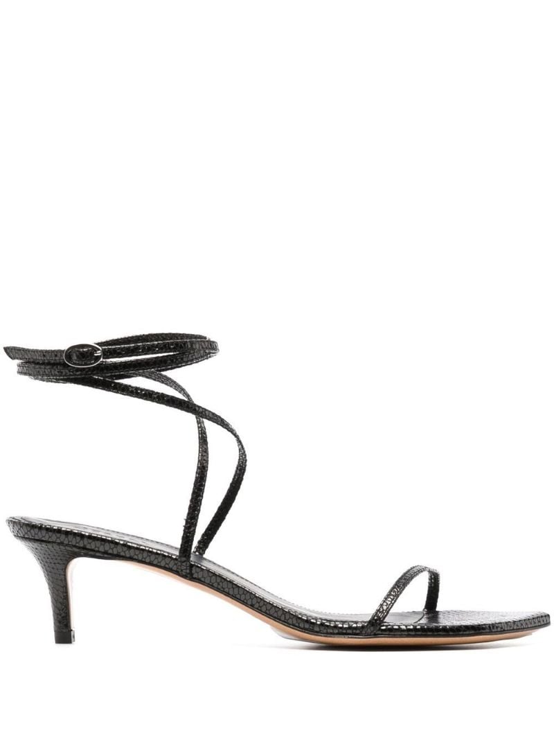 Black 60 Mock Croc Leather Sandals