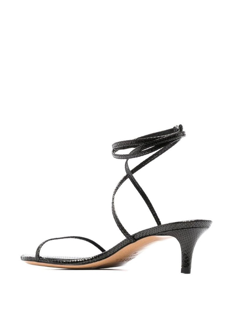 Black 60 Mock Croc Leather Sandals