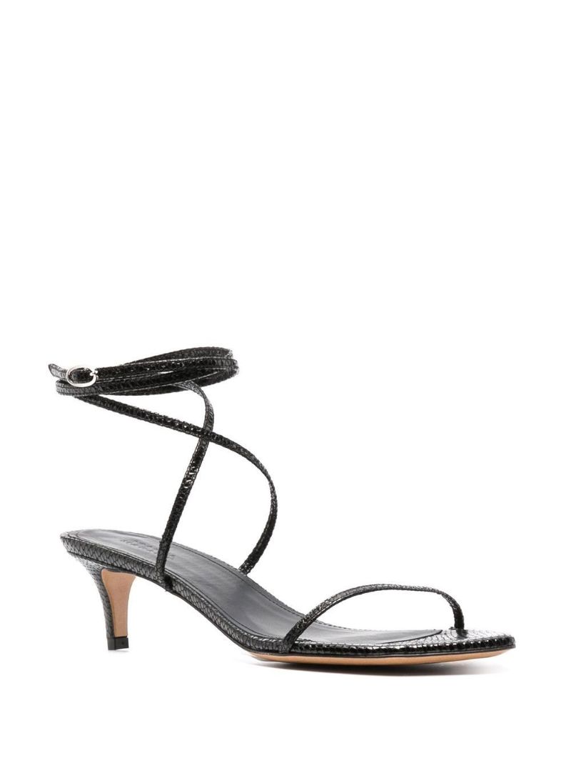 Black 60 Mock Croc Leather Sandals