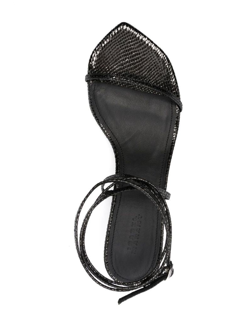 Black 60 Mock Croc Leather Sandals