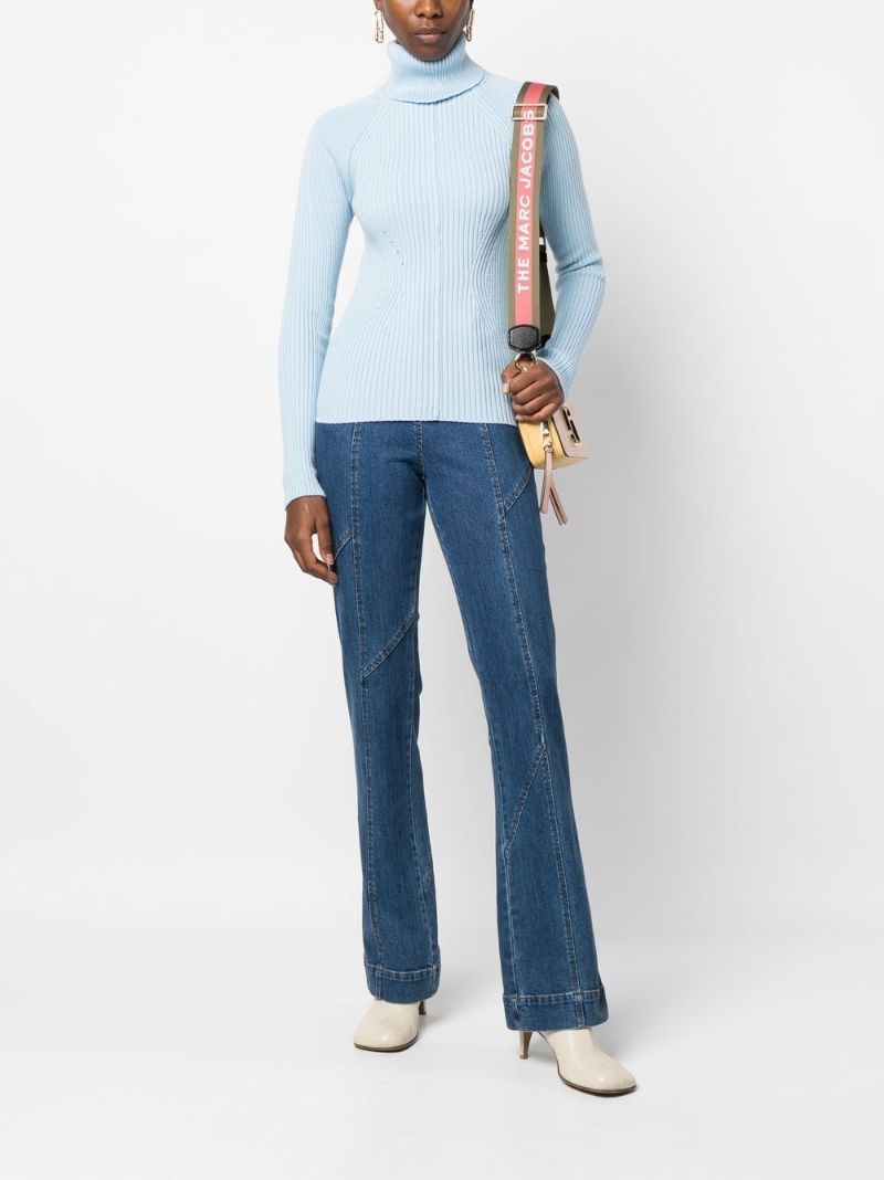 Blue Ribbed Wool Sweater