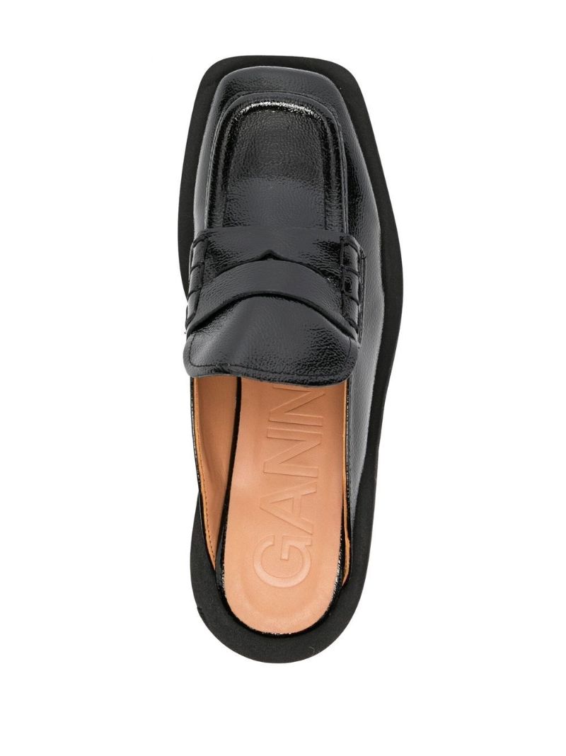 Black Leather Mules