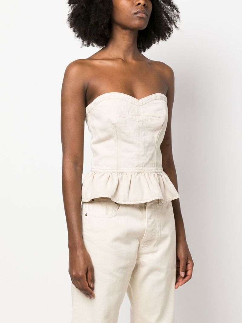 Neutral Strapless Denim Top