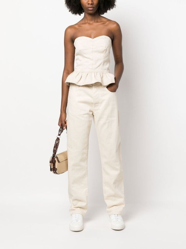 Neutral Strapless Denim Top