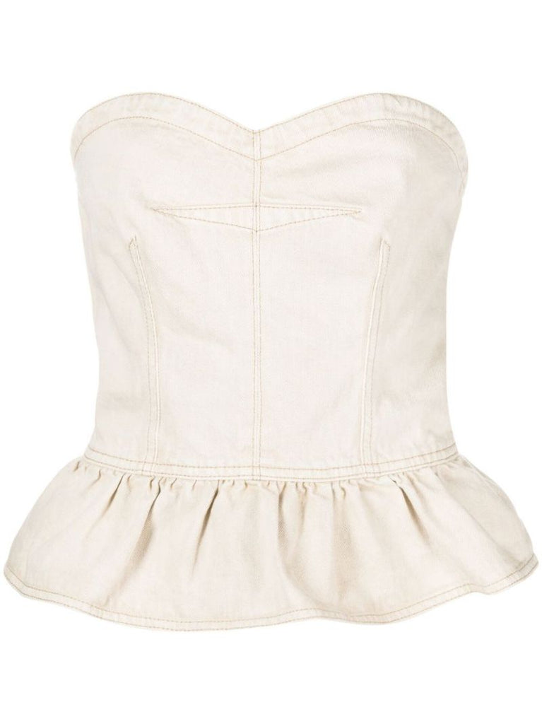 Neutral Strapless Denim Top