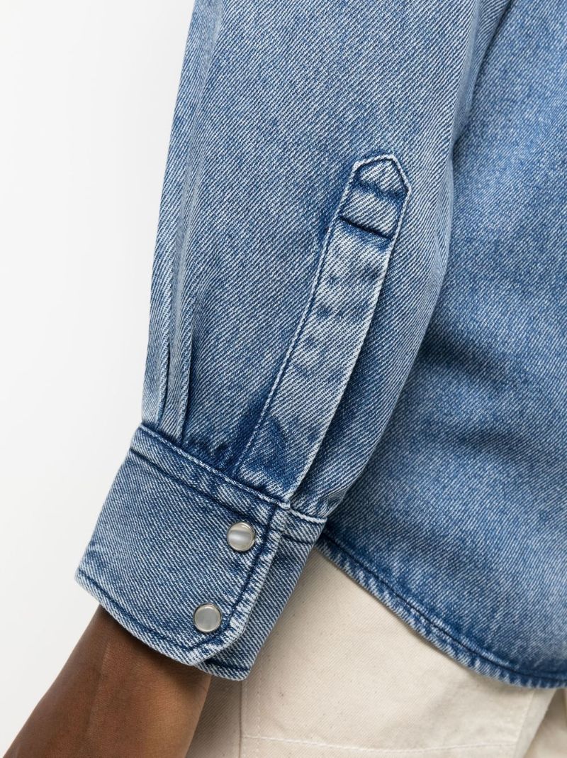 Blue Pointed Collar Denim Shirt