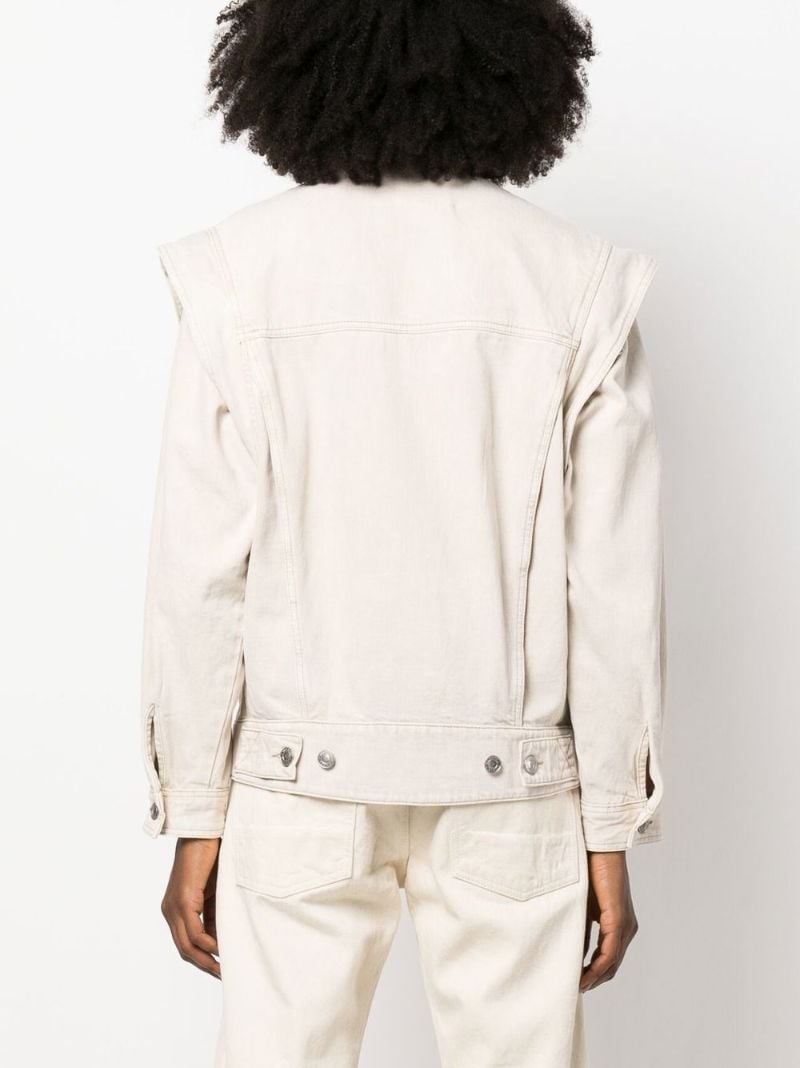 Neutral Harmon Panelled Denim Jacket