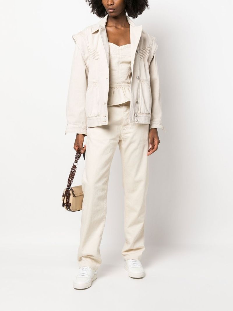 Neutral Harmon Panelled Denim Jacket