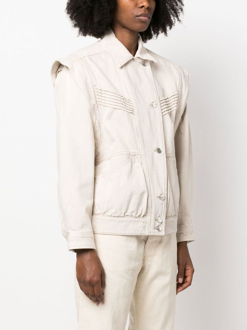 Neutral Harmon Panelled Denim Jacket