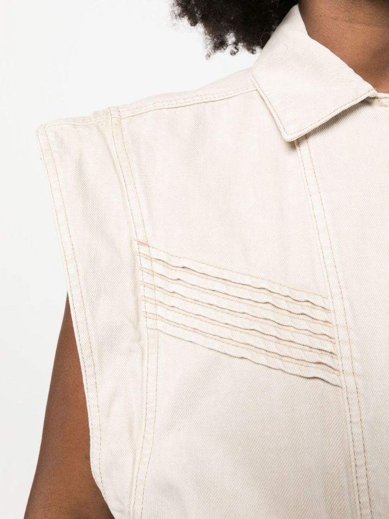 Neutral Harmon Panelled Denim Jacket