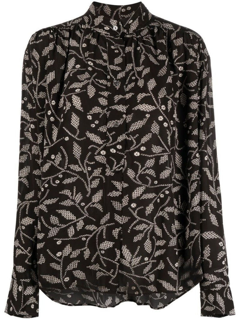 Black Floral Print Blouse