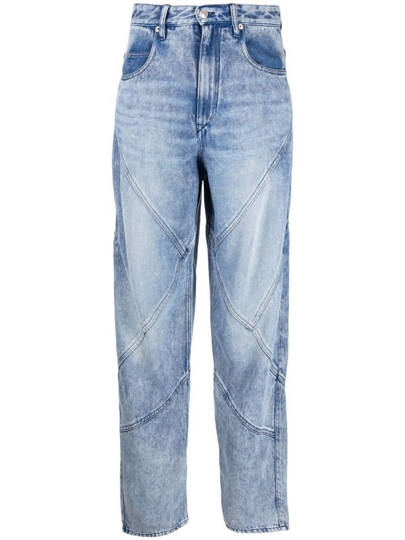 Blue Panelled Straight-leg Jeans