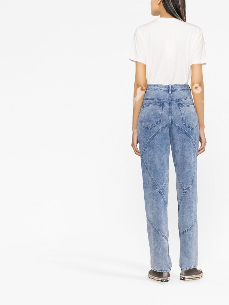Blue Panelled Straight-leg Jeans