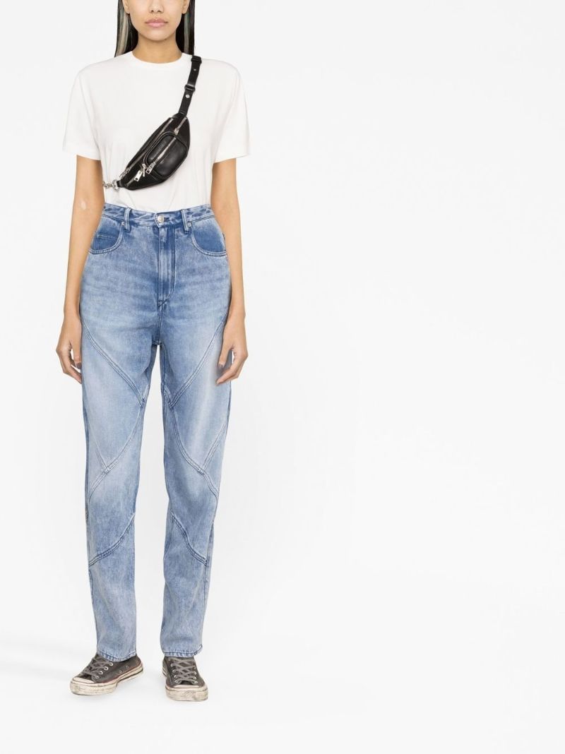 Blue Panelled Straight-leg Jeans