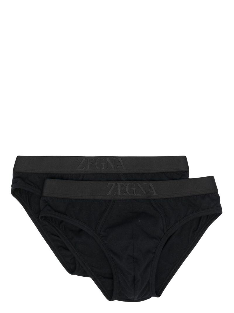 Black Logo Waistband Briefs Set